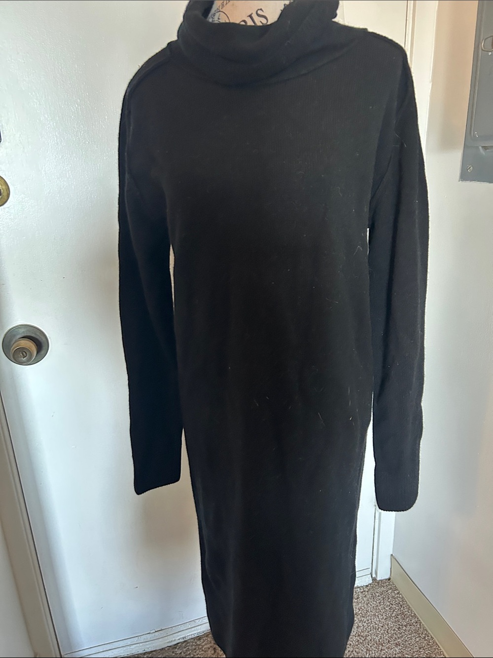 Uniqlo Black Cowl Neck Long Sweater Dress